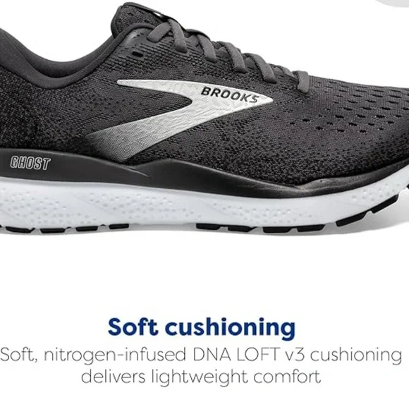 Brooks Ghost 16 Men's Athletic Shoes in Black /White. 11 wide worn only 3 times - Picture 3 of 7
